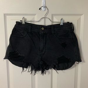 Black Distressed Shorts High-Rise Vintage